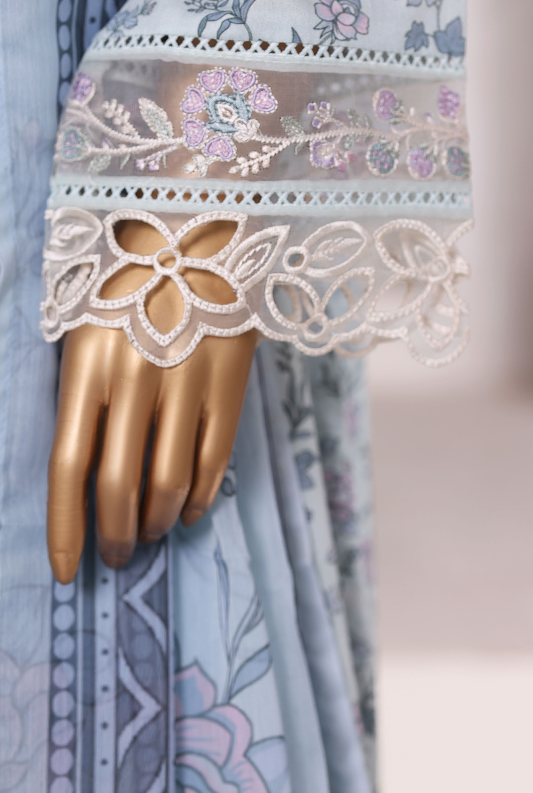 Sadabahar Malika Viscose Long Length With Chiffon Printed Dupatta 3Piece Stitched Collection 2025 Sky Blue SDMVL- 001