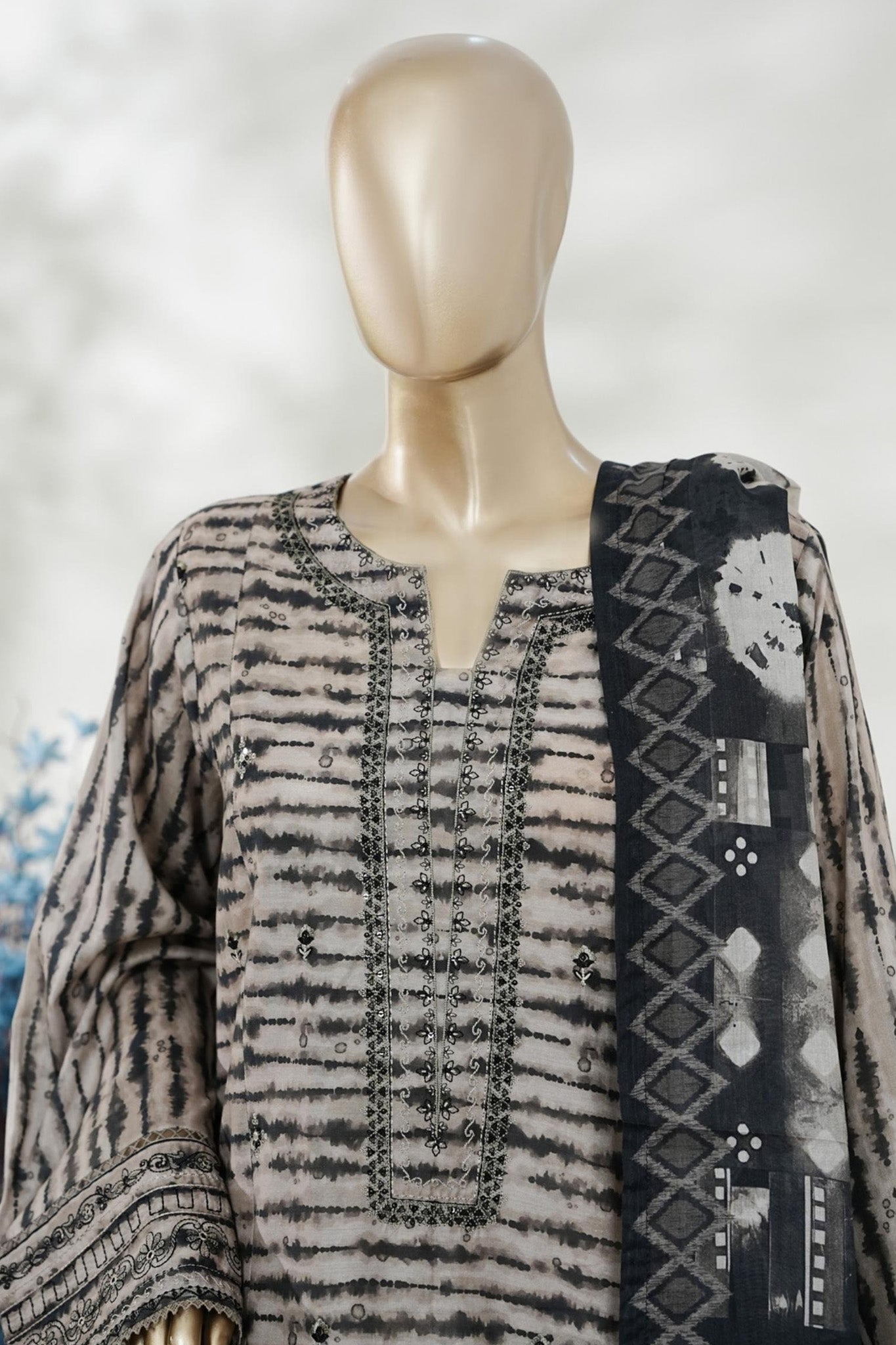 Bin Saeed Stitched 3 Piece Embroidery Lawn Long Length With Broad Flapper Eid Edition Collection 2026 D#16