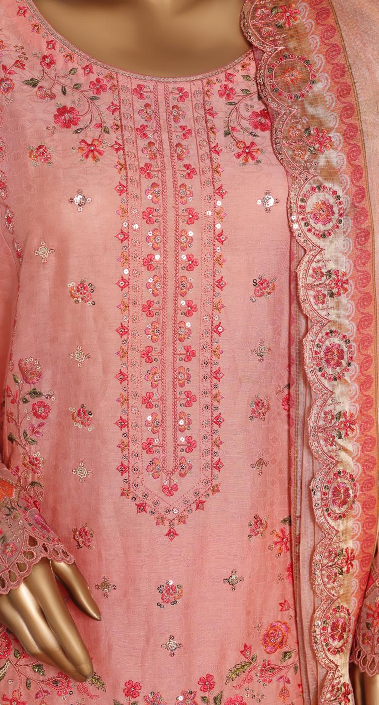 Bin Saeed Luxury Lawn Jacquard Fetive Embroidery 3Piece Stitched COLLECTION 2026. D-10