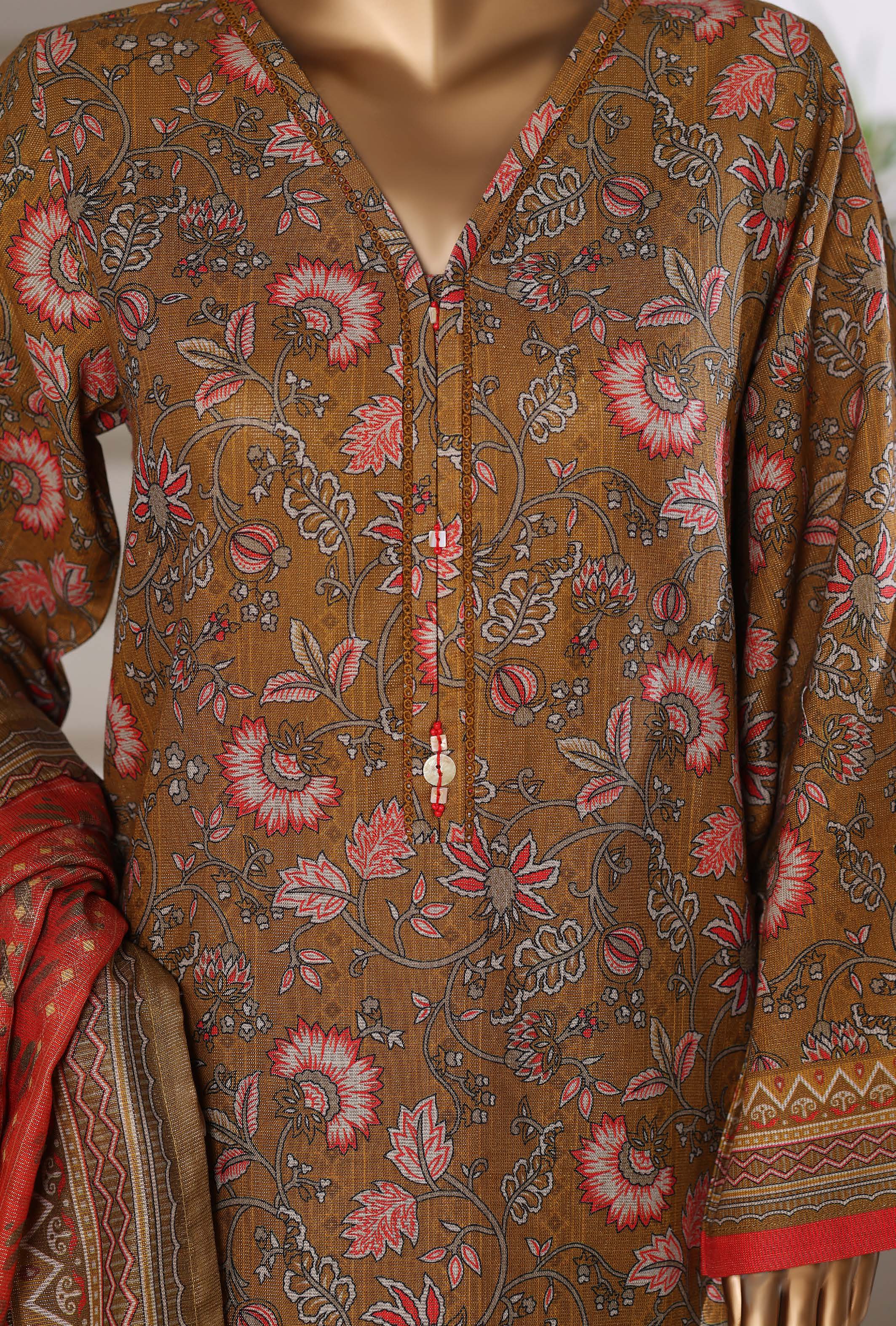 Sadabahar Shimmer Printed Khadder 3PCS Stitched Vol—1 Collection 2025 D-07