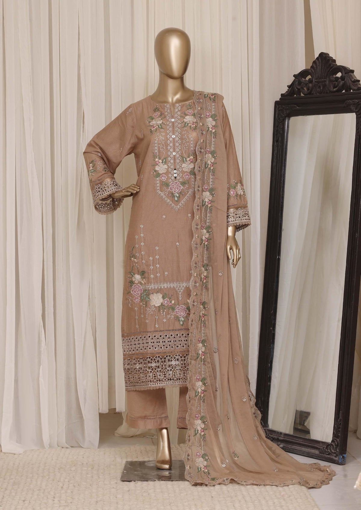 Sadabahar Luxury Slub Lawn Embroidery Stitched Vol-08 Collection 2026. LEL-1001