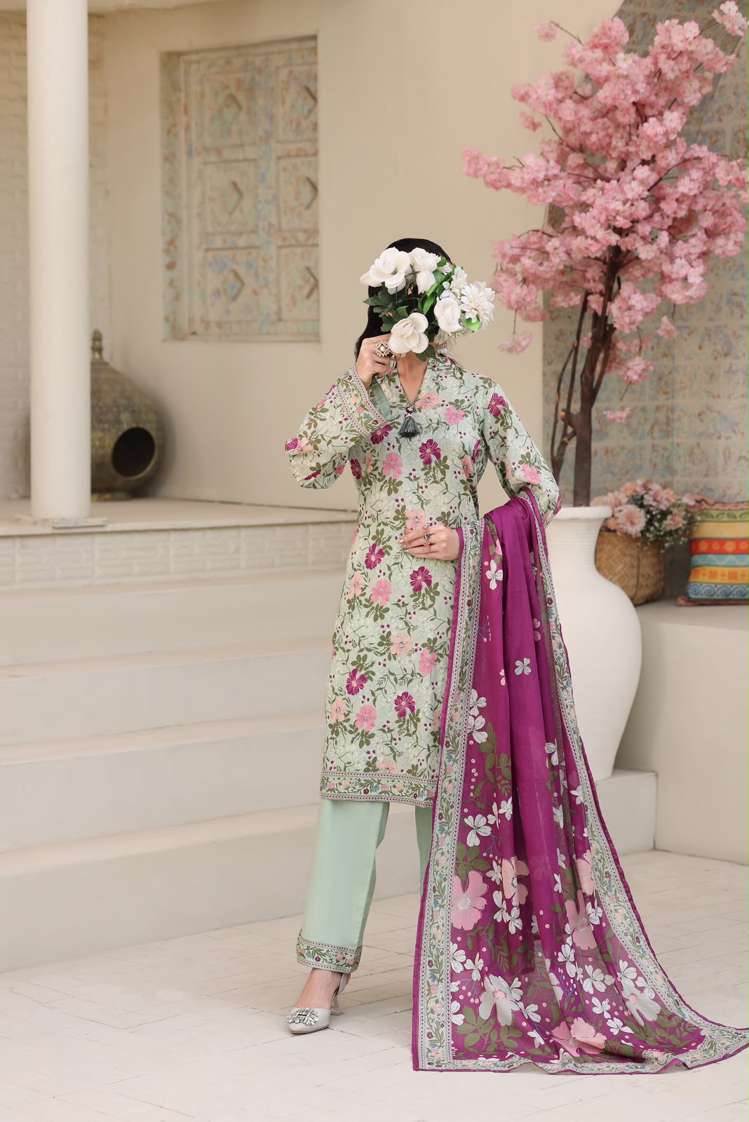 Aizal Luxury Lawn Printed Vol-1 3Piece Stitched Collection 2026 D#-04