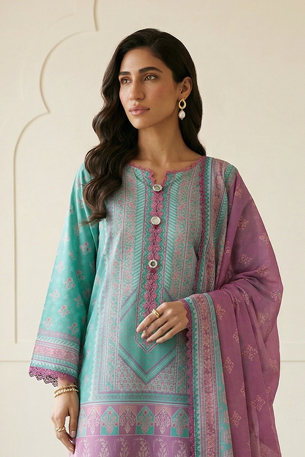 Zellbery Luxury Lawn Printed 3Piece Unstitched Collection 2026 WUS26X30942