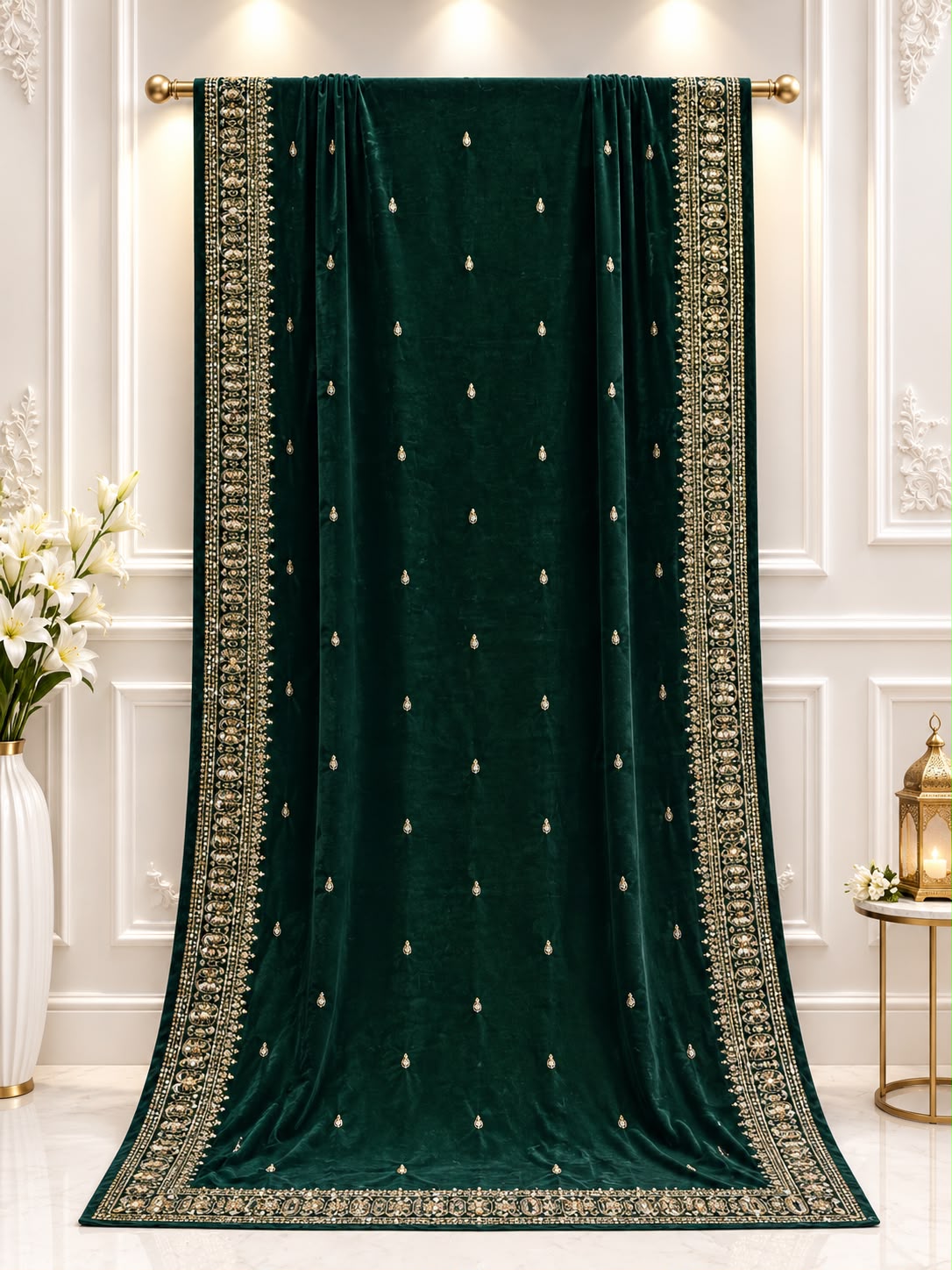 Exclusive Velvet 9000 Micro Shwal Dupatta Collection (Bottle Green)