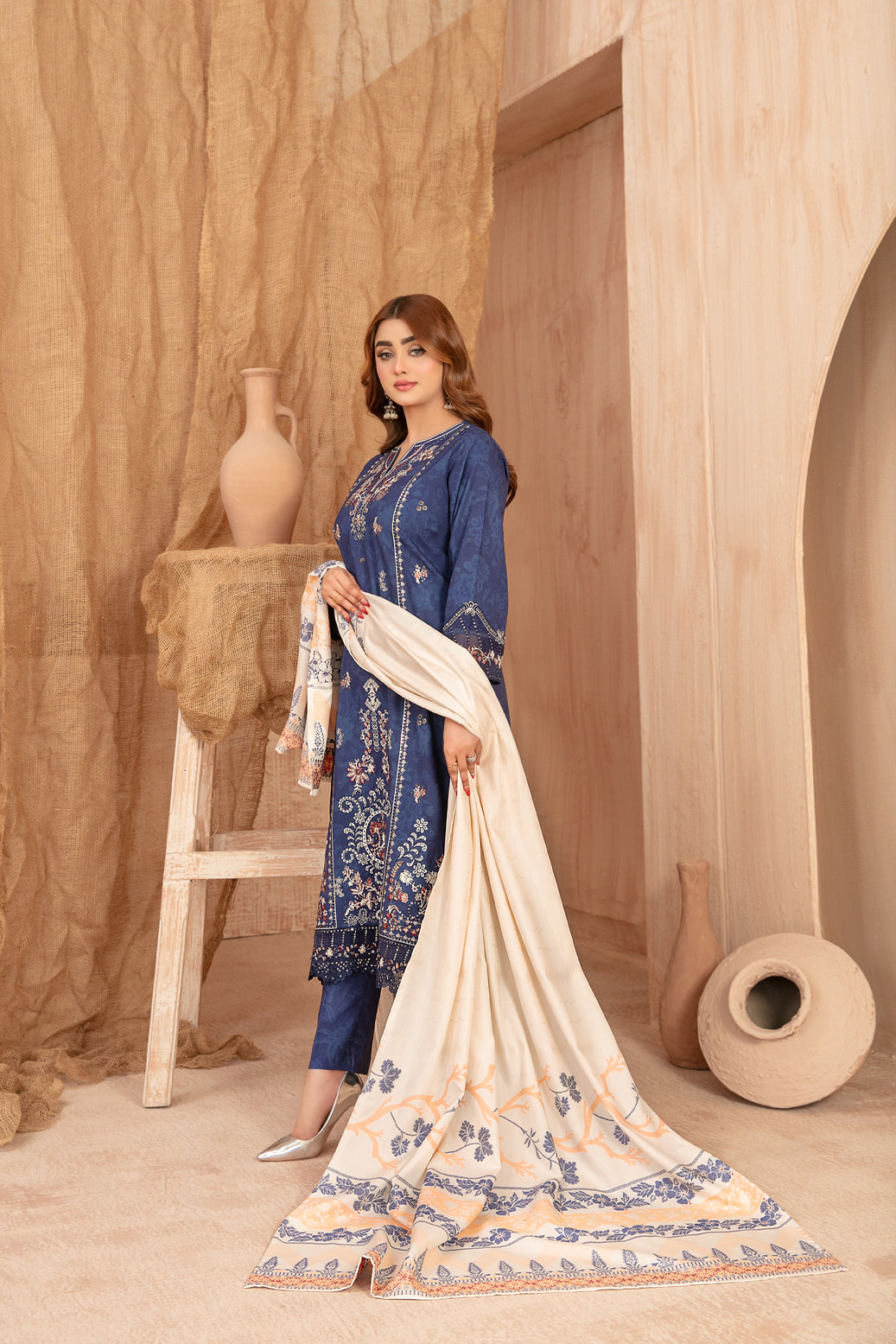 Cassa By Tawakkal Winter Dhanak Embroidery 3Piece Unstitched Collection 2025. D-03