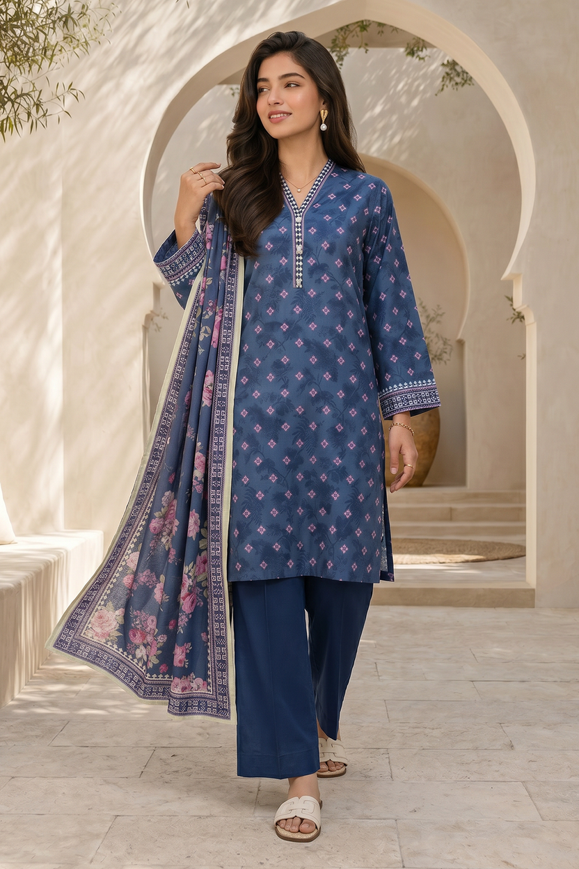 Zellbery Luxury Lawn Printed 3Piece Unstitched Collection 2026 WUS26X38060