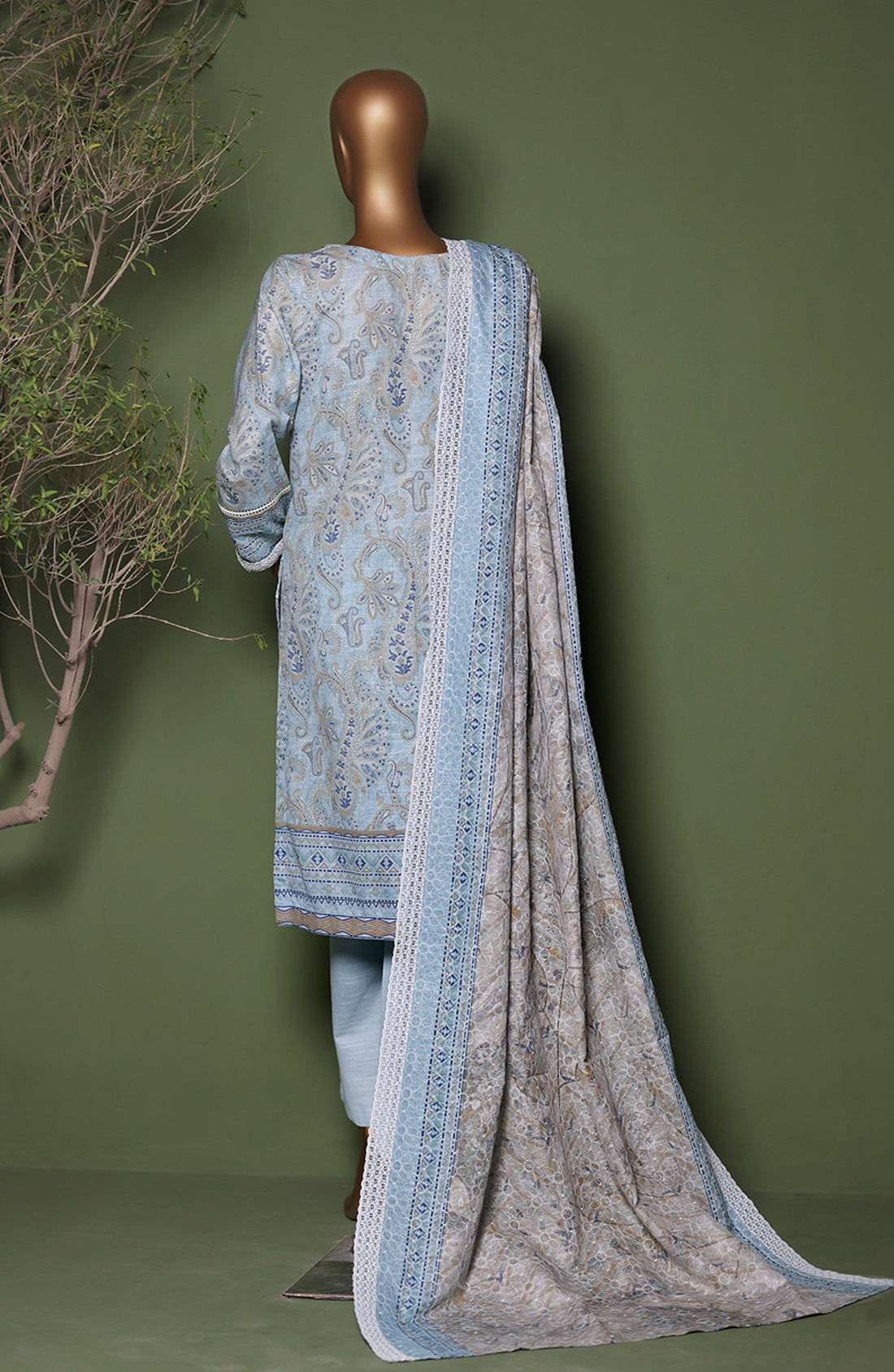 HZ Printkari Embroidered Khaddar Stitched 3 Piece Collection 2025. HZPE 03