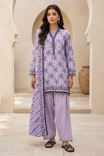 Zellbery Luxury Lawn Printed 3Piece Unstitched Collection 2026 WUS26X31024