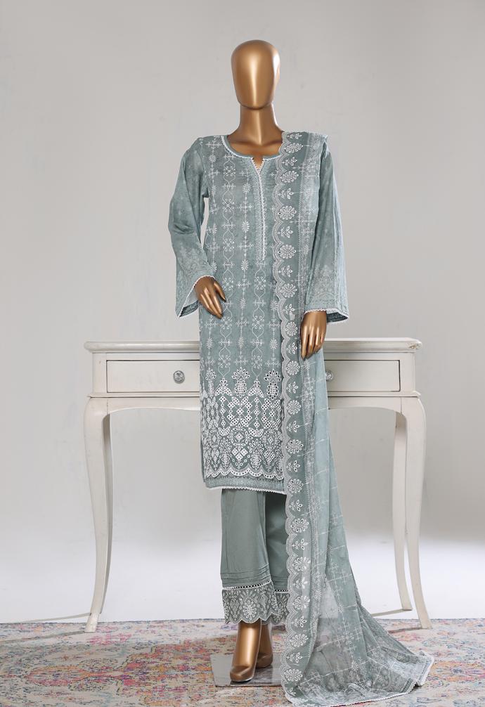 Bin Saeed Luxury Lawn White & White Chickenkari Embroidery 3Piece Stitched COLLECTION 2026. D-06