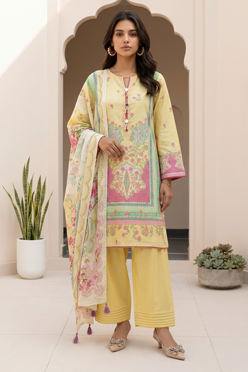 Zellbery Luxury Lawn Printed 3Piece Unstitched Collection 2026 WUS26X31020