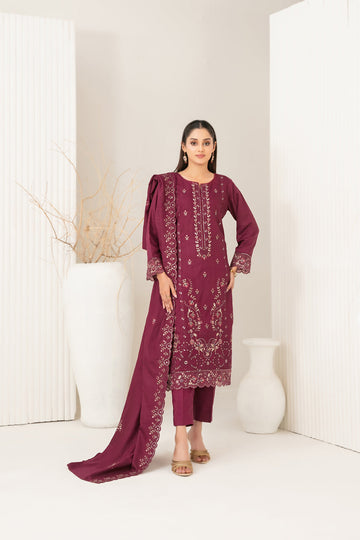 Tawakkal Dhoop Kinara Slub Viscous Embroidery 3Piece Unstitched Collection 2025 D-06