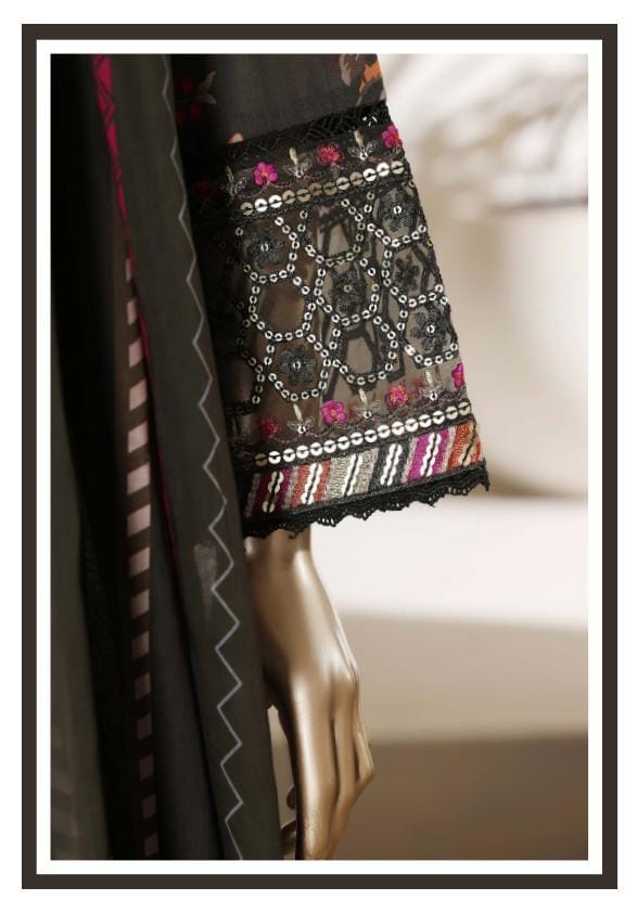 Sadabahar Malika Embroidery Lawn Short Length With Shalwar With Lawn Printed Dupatta  3Piece Stitched Vol-01 Collection 2026 D#04