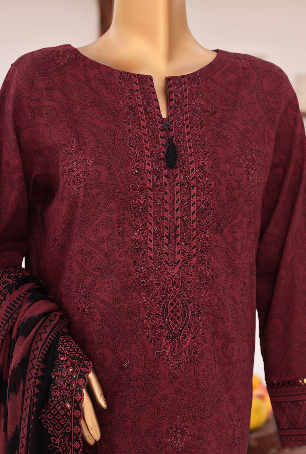 Premium Venice By HZ Textiles Embroidered With Chiffon Embroidery Dupatta Lawn Suit Unstitched 3 Piece Collection 2026 D#-01