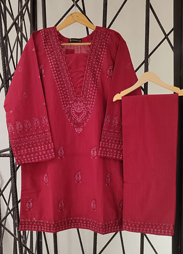 SADABAHAR Vybe Embroidered set 2PlECE STITCHED COLLECTION 2025 D-303 Mahroon
