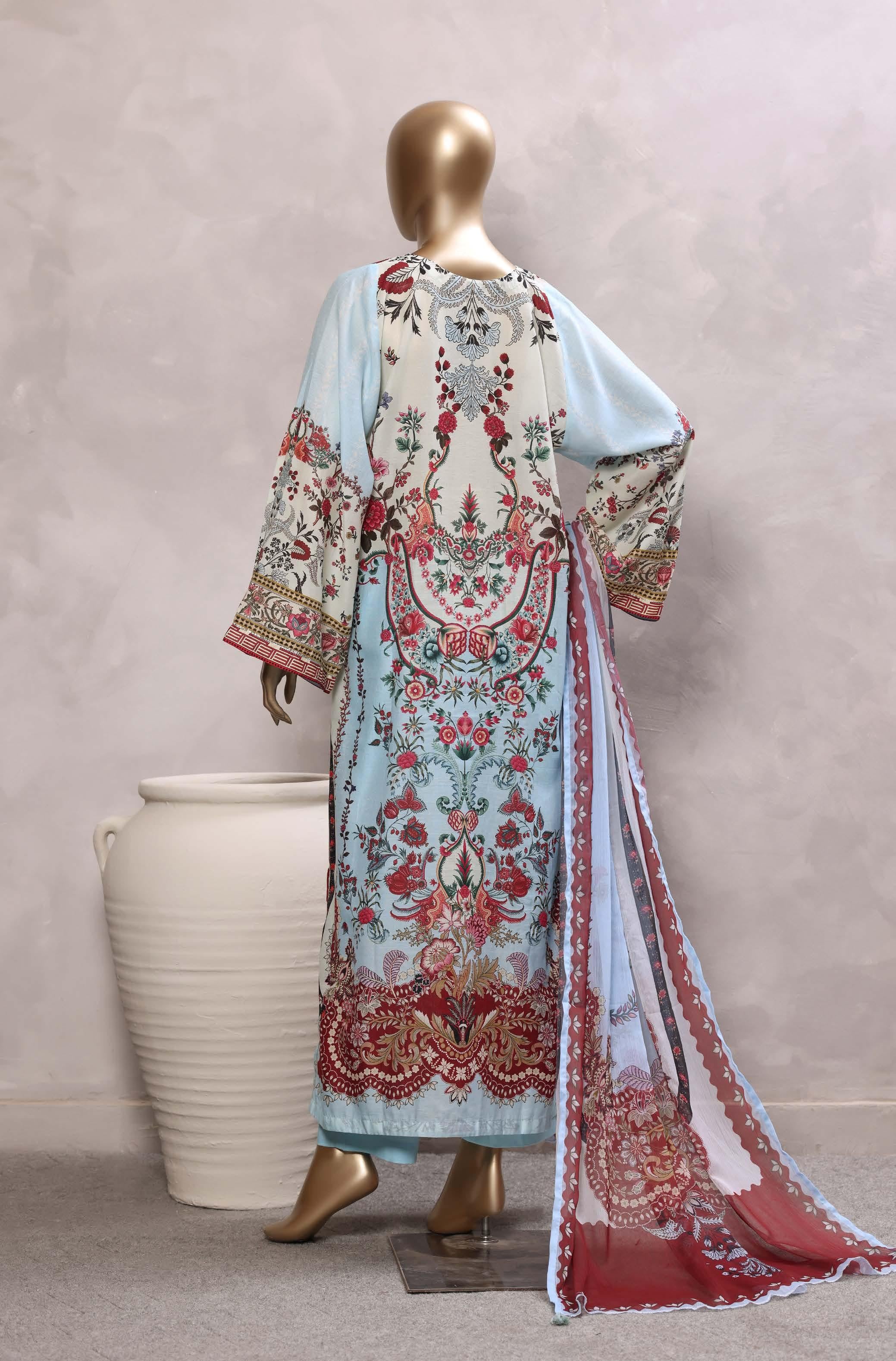 Sadabahar Luxury Chimti Lawn 3Piece Ready To Wear Kaftan Collection KFL-1009
