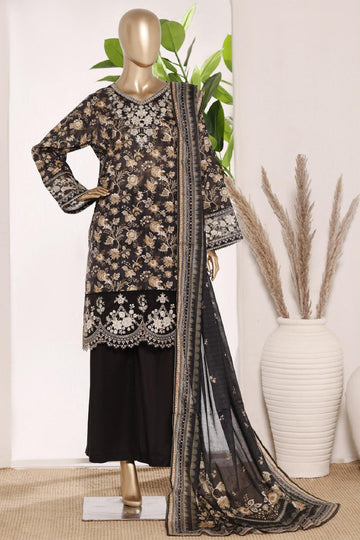 Bin Saeed Stitched 3 Piece Embroidery Lawn Short Length With Broad Flapper Eid Edition Collection 2026 D#02