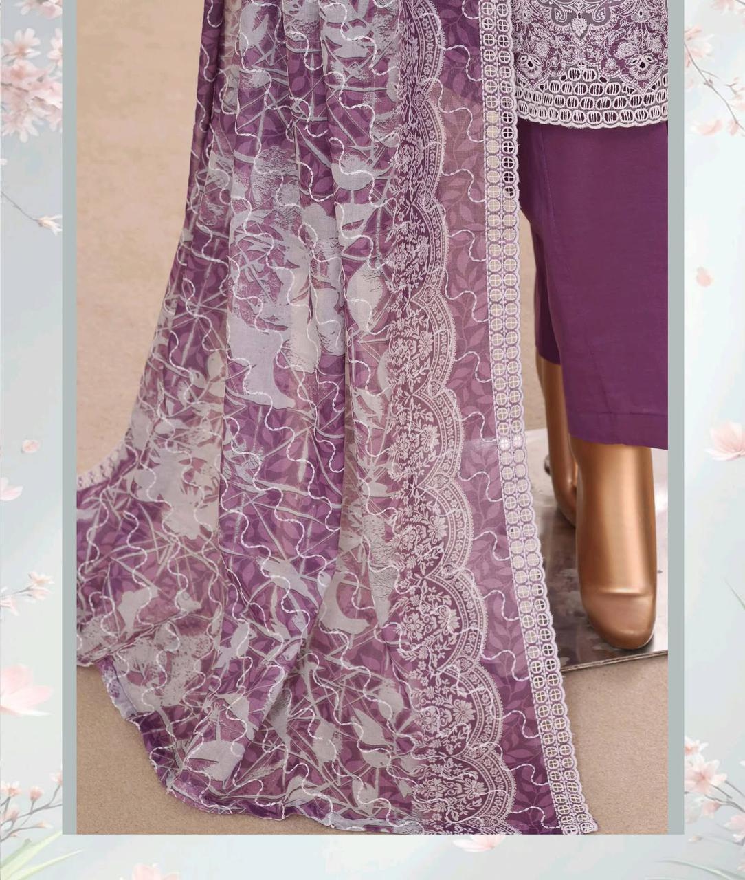 HZ Textiles Luxury Printkari Embroidered Lawn Suit Stitched 3 Piece 2026 D#-03