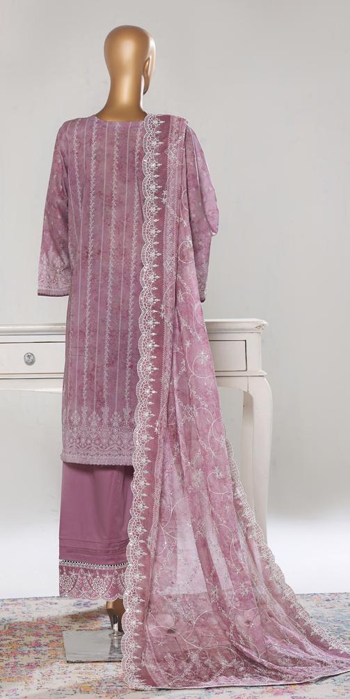 Bin Saeed Luxury Lawn White & White Chickenkari Embroidery 3Piece Stitched COLLECTION 2026. D-03