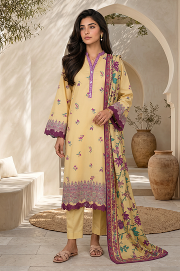 Zellbery Luxury Lawn Printed 3Piece Unstitched Collection 2026 WUS26X31147