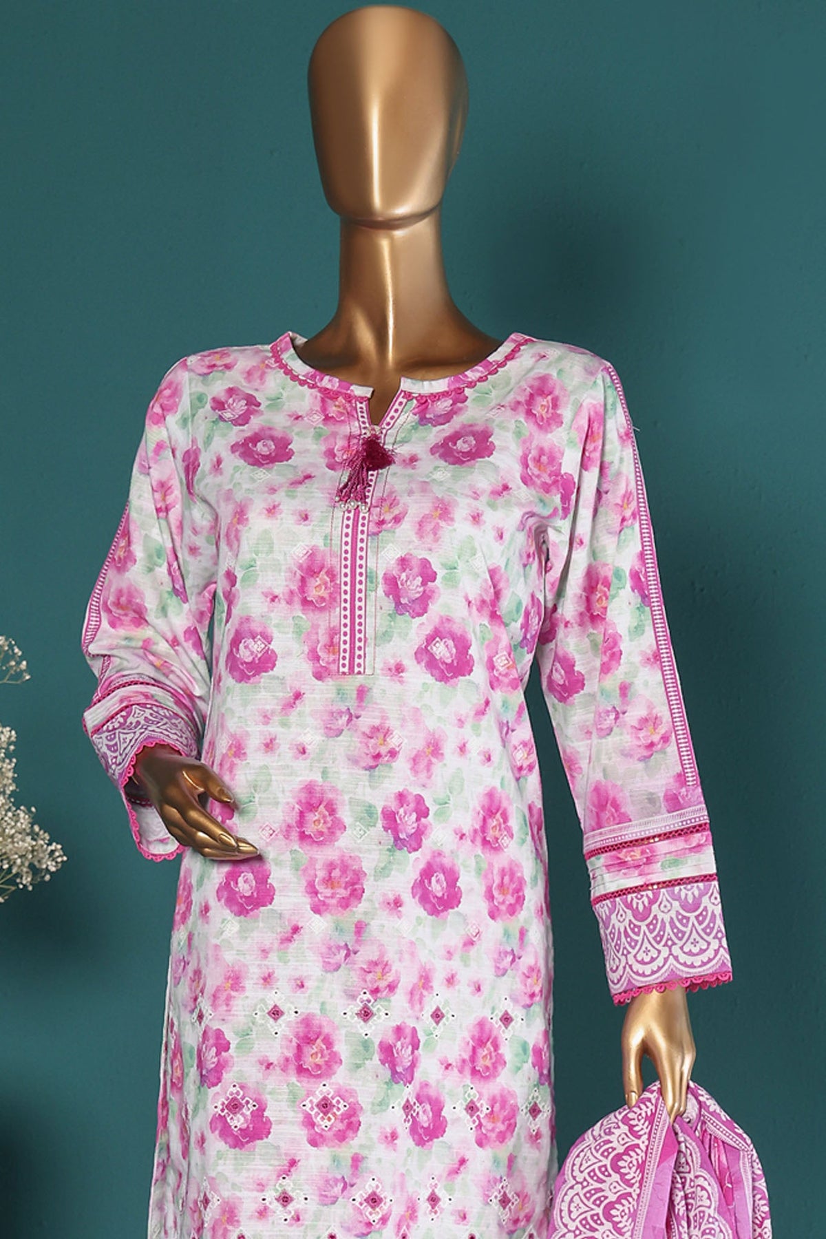 HZ Printkari Embroidered Khaddar Stitched 3 Piece Collection 2025. HZPE 07