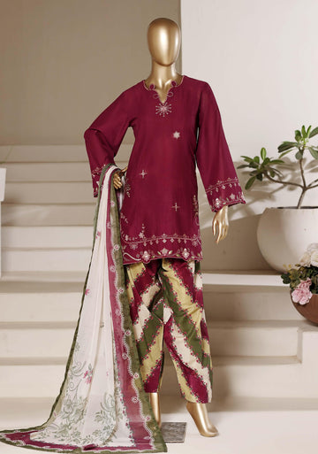 Sadabahar Luxury Eclair Solid  Textured Lawn Embroidery With Digital Printed Chiffon Dupatta With Printed Farshi Shalwar 3Piece Stitched Festive Edition Collection 2026. D#-02