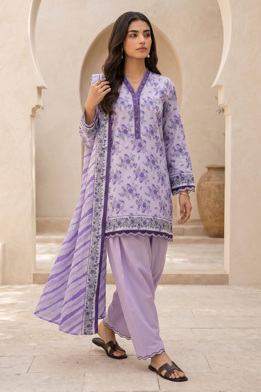 Zellbery Luxury Lawn Printed 3Piece Unstitched Collection 2026 WUS26X31024