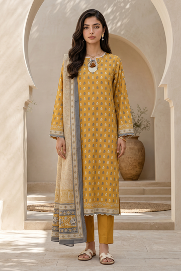 Zellbery Luxury Lawn Printed 3Piece Unstitched Collection 2026 WUS26X38062