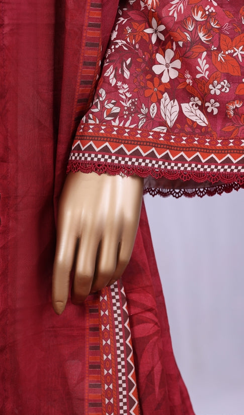 BIN SAEED Printed Cotton 3pcs Stitched Vol-10 3Piece Stitched COLLECTION 2025 D-04 Pink