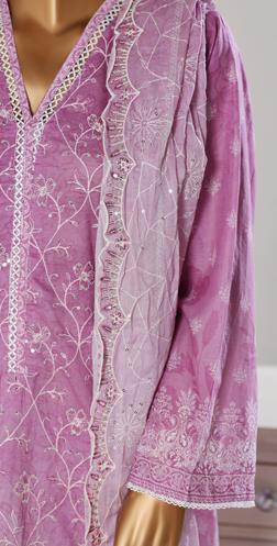 Bin Saeed Luxury Lawn White & White Chickenkari Embroidery 3Piece Stitched COLLECTION 2026. D-08