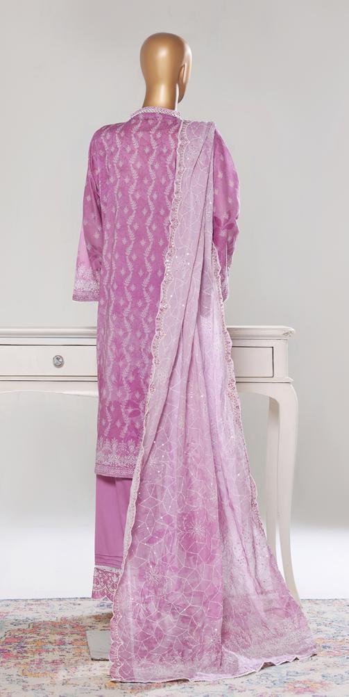Bin Saeed Luxury Lawn White & White Chickenkari Embroidery 3Piece Stitched COLLECTION 2026. D-08