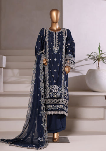 Sadabahar Luxury Viscous Embroidery With Chiffon Embroidery Dupatta Stitched Vol-01 Collection 2025. LEV-03 Blue