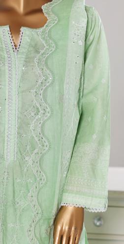Bin Saeed Luxury Lawn White & White Chickenkari Embroidery 3Piece Stitched COLLECTION 2026. D-02