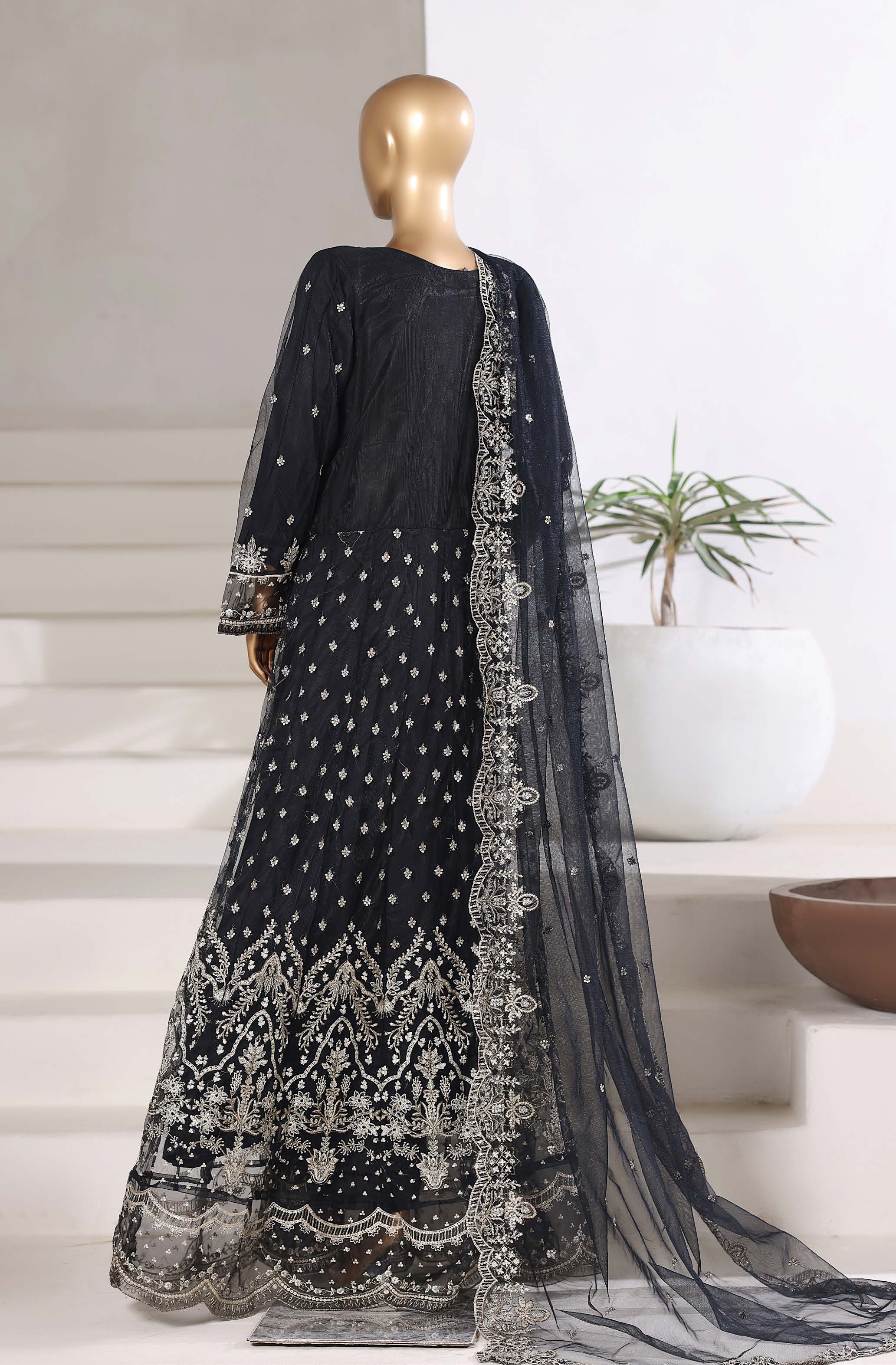 Mahpara By Sadabahar Handwork Embroidered Net Stitched 3 Piece Frock - D-03 - SB25MFF - Black- Festive Collection 2025