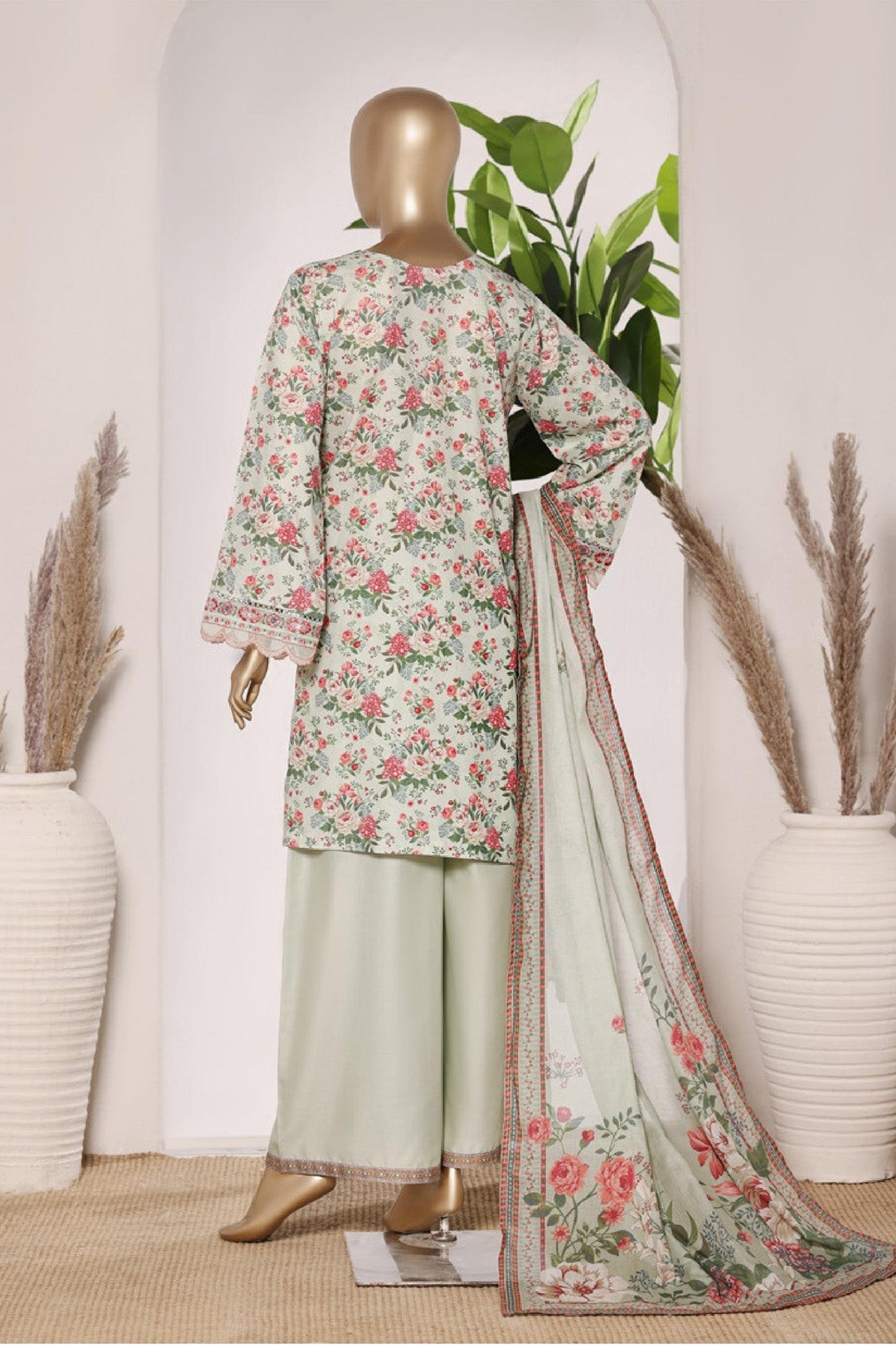 Bin Saeed Stitched 3 Piece Embroidery Lawn Short Length With Broad Flapper Eid Edition Collection 2026 D#04