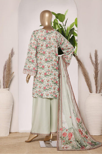 Bin Saeed Stitched 3 Piece Embroidery Lawn Short Length With Broad Flapper Eid Edition Collection 2026 D#04