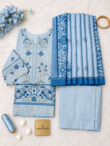 Bin Saeed Luxury Jacquard Lawn Embroidery 3Piece Stitched Vol -02 Collection 2026 D#-01