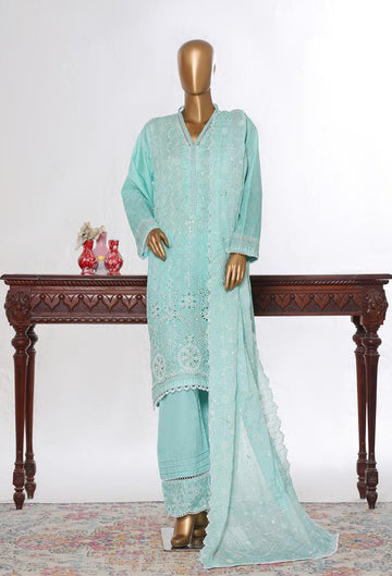 Bin Saeed Luxury Lawn White & White Chickenkari Embroidery 3Piece Stitched COLLECTION 2026. D-12