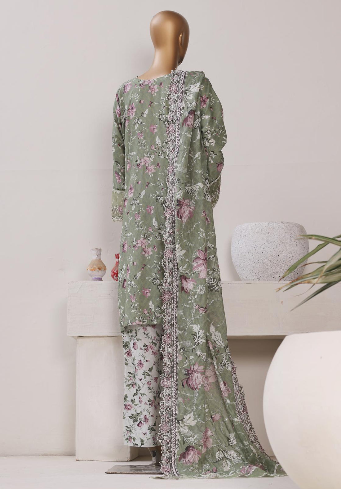 Bin Saeed Luxury Stitched Lawn Embroidery With Dupatta Embroidery 3Piece Stitched COLLECTION 2026. D-04