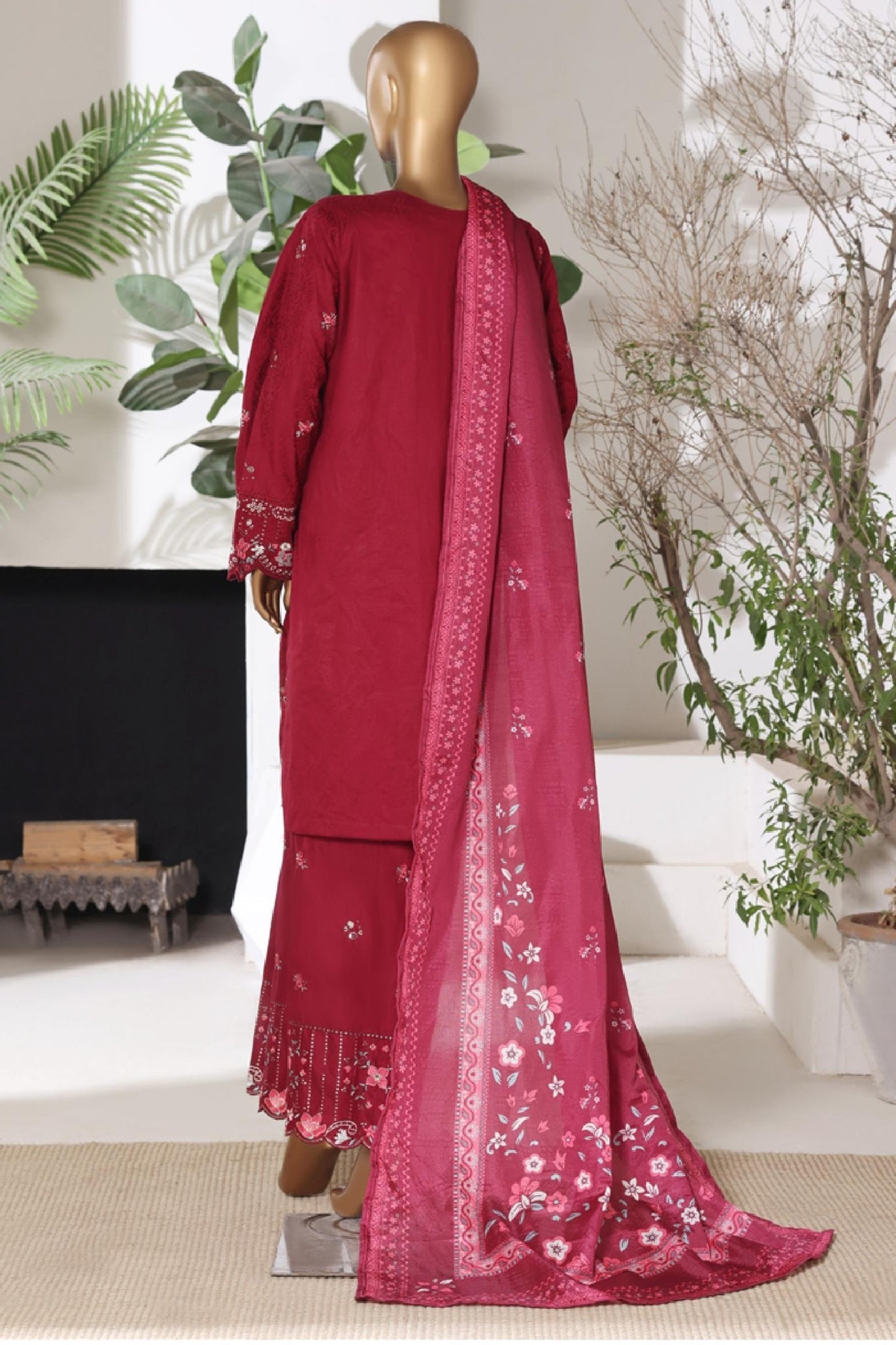 Bin Saeed Luxury Jacquard Lawn Embroidery 3Piece Stitched Collection 2026 D#-01
