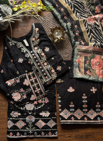 Bin Saeed Luxury Lawn Jacquard Fetive Embroidery 3Piece Stitched Vol-02 COLLECTION 2026. D-02