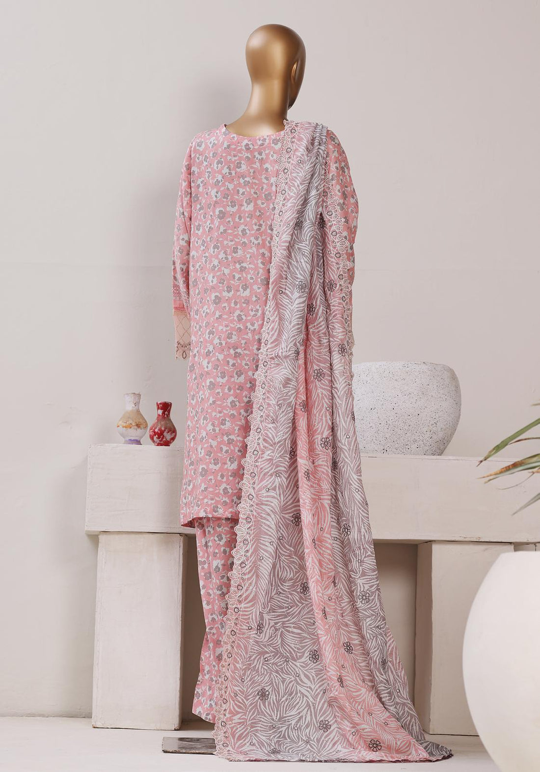 Bin Saeed Luxury Stitched Lawn Embroidery With Dupatta Embroidery 3Piece Stitched COLLECTION 2026. D-01