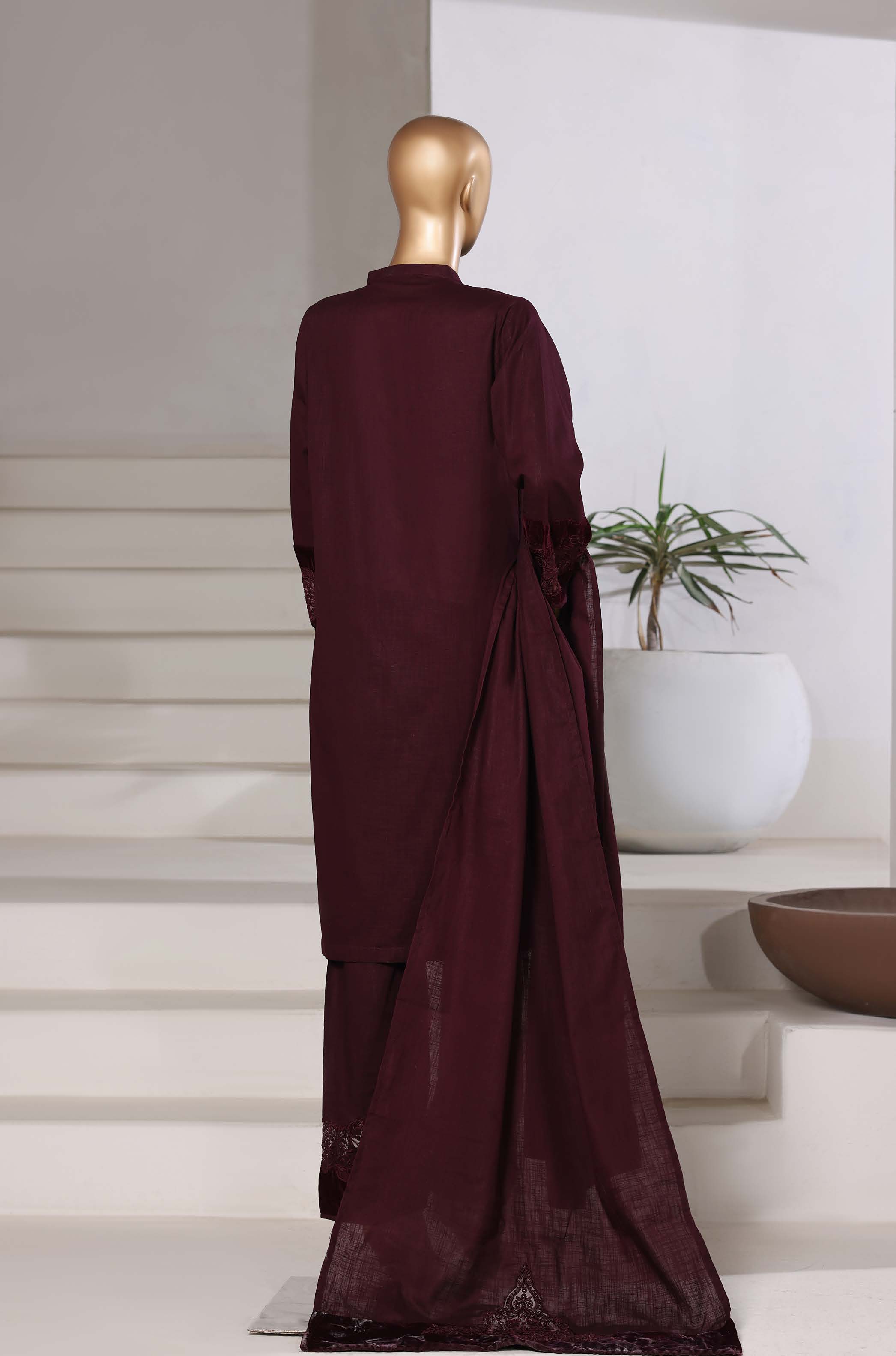 Sadabahar Stitched Premium Winter Cross Slub Texture Fabric With Velvet Collection 2025 CSTV -02