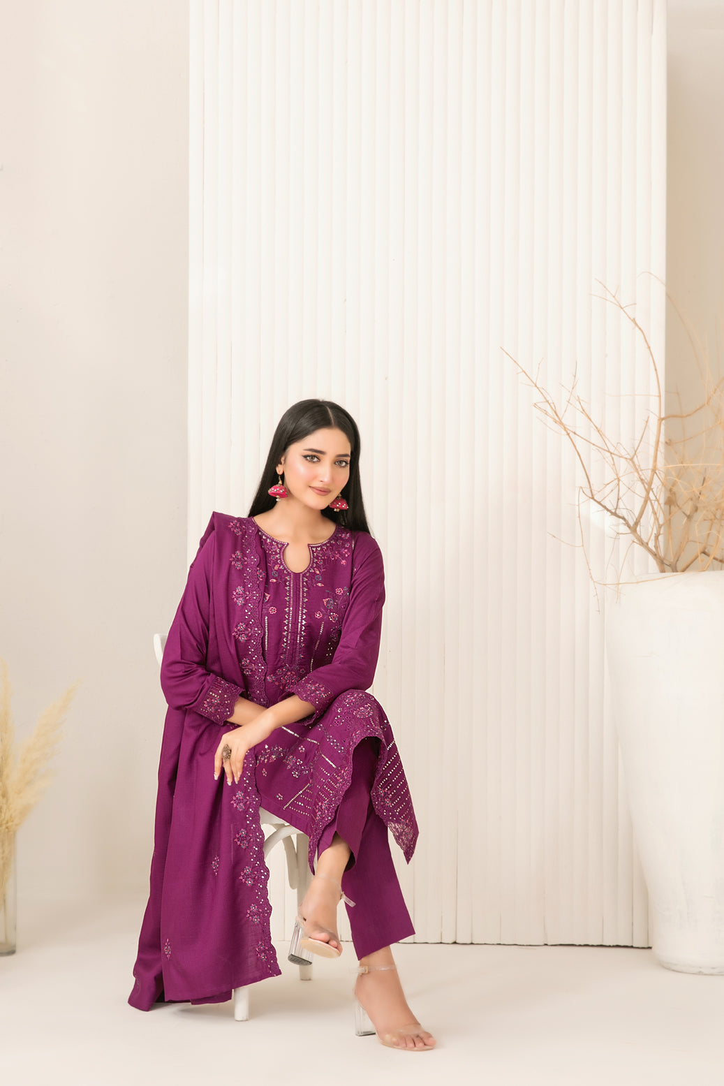 Tawakkal Dhoop Kinara Slub Viscous Embroidery 3Piece Unstitched Collection 2025 D-04