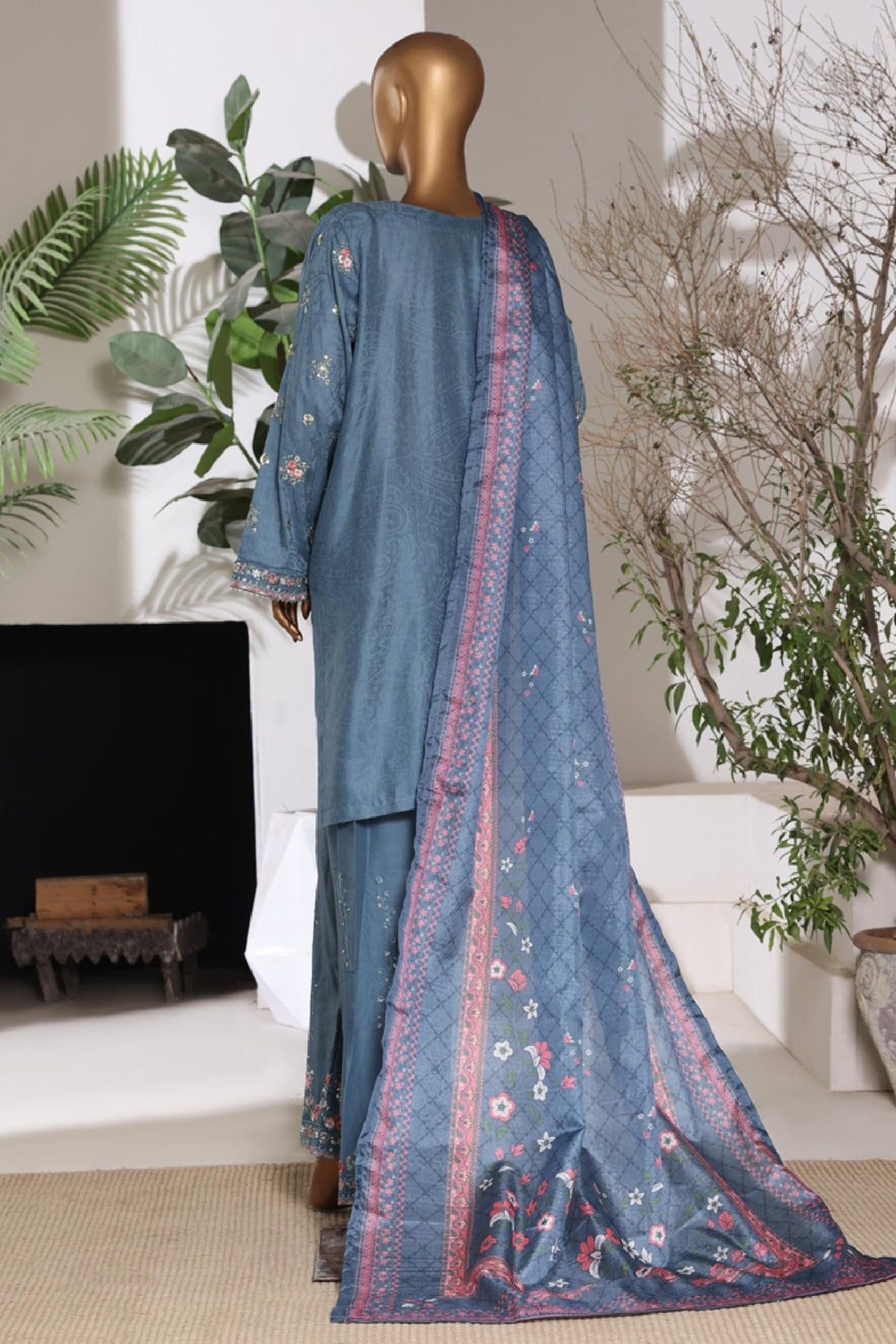 Bin Saeed Luxury Jacquard Lawn Embroidery 3Piece Stitched Collection 2026 D#-04