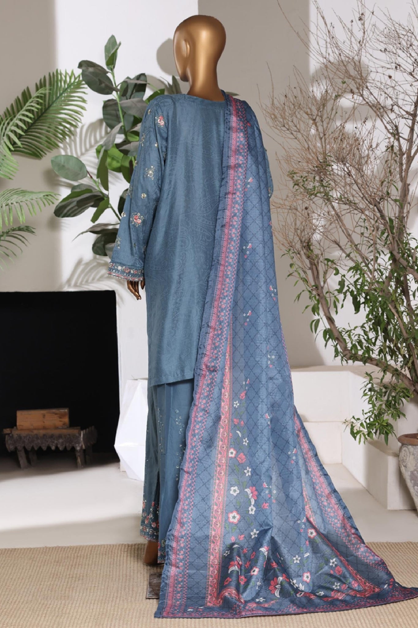 Bin Saeed Luxury Jacquard Lawn Embroidery 3Piece Stitched Collection 2026 D#-04