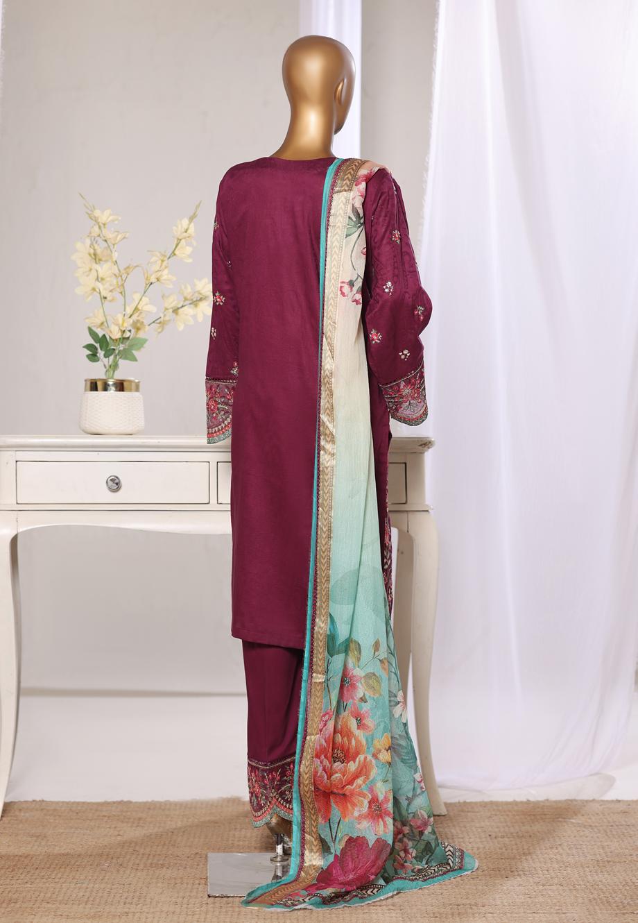Bin Saeed Luxury Lawn Jacquard Fetive Embroidery 3Piece Stitched COLLECTION 2026. D-03