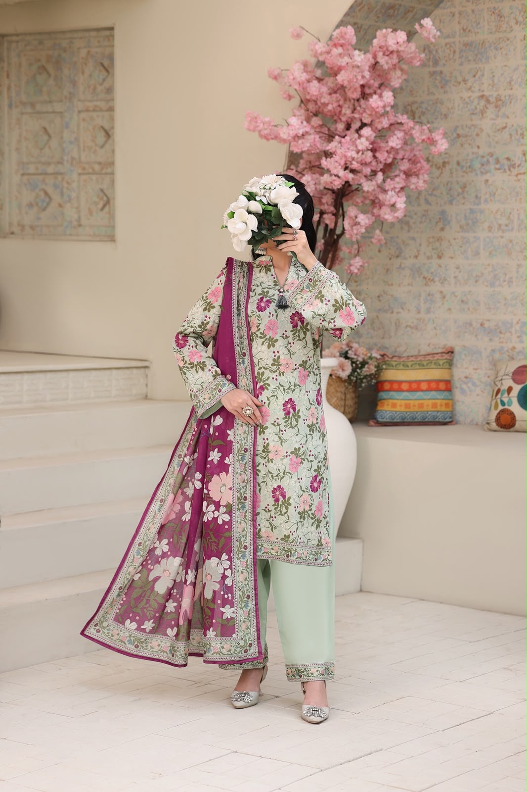 Aizal Luxury Lawn Printed Vol-1 3Piece Stitched Collection 2026 D#-04