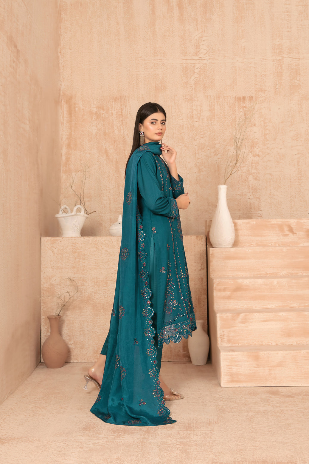 Nisrine By Tawakkal Embroidery Viscous Slub 3Piece Unstitched Collection 2025. D-04