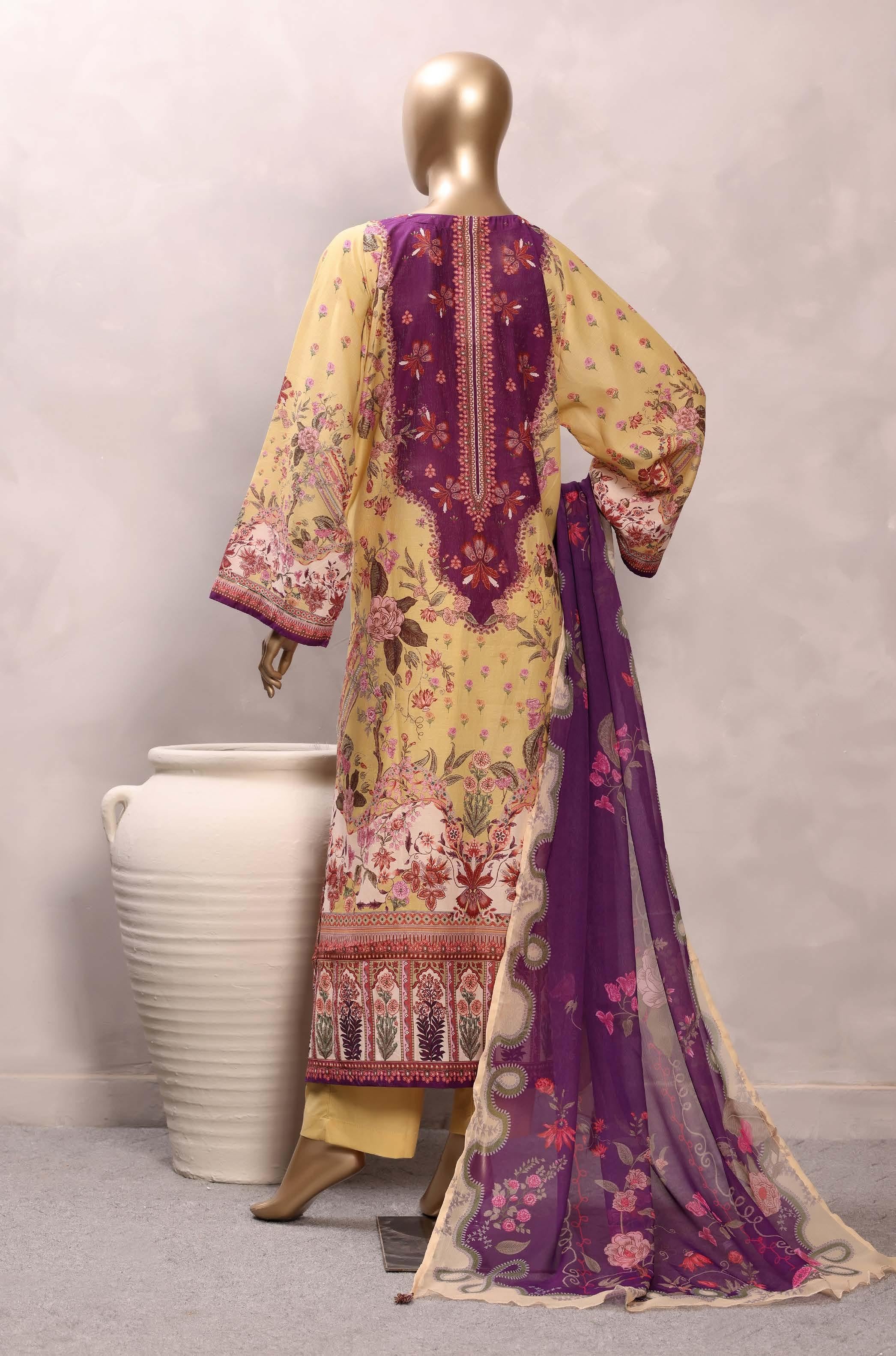 Sadabahar Luxury Chimti Lawn 3Piece Ready To Wear Kaftan Collection KFL-1001