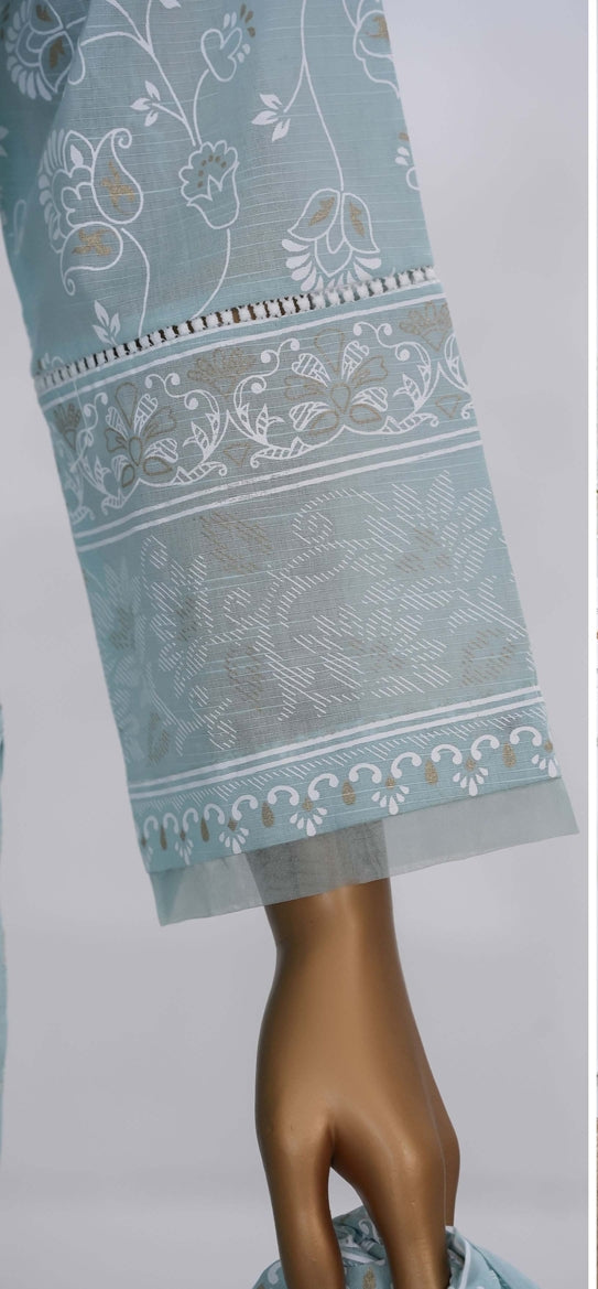 Hz Ready To Were Cotton Sunehri Paste Print With Embroidery Stitched Collection 2025. D-63 Sky Blue